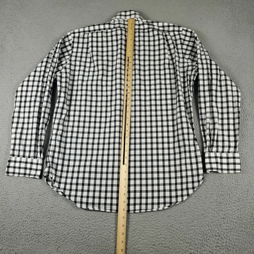 Ralph Lauren Shirt Mens 16 White Gray Check  Dress Button Up Long Sleeve - Picture 3 of 6